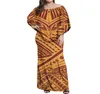 Robes décontractées HYCOOL Polynésien 2021 Automne Robe Femmes Plus Taille Élégant Hawaii Tribal Imprimer Sans Manches Slash Col Vintage Party2519134