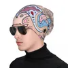 Berets Paisley Boho Ornament Vector Stylish Stretch Knit Slouchy Beanie Cap Multifunction Skull Hat For Men Women