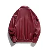 Black Red Faux Leather Jacket Coat Men Vintage Turndown Collar Raglan Sleeve Motorcycle Clothing Fashion Oversize Outerwear 240223