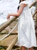 女の子のドレス夏の白いレースサンドレスエレガントなロリータ子供の小さな女の子の服ミディ10代のためのパーティープリンセスサンドレス