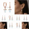 Boucles d'oreilles lustre pendantes à six faces diamant pierre de lune or rose longue conception sens mode livraison directe bijoux Dhfj5