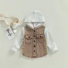-11-03 Lioraitiin 0-4 años Kid Boy Coat Manga larga Bolsillos con capucha Botones Parche Color Cardigan Fiesta Primavera Otoño Abrigo 240223