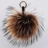 15cm Fluffy Raccoon Fur Ball Pom Keychain Porte Clef Pompom De Fourrure Llavero Pompon Keyring Chaveiro Charm Bag Pendant274y