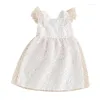 女の子のドレス幼児用花柄のフリルドレス夏のプリンセスノースリーブスクエアネックチュールサンドレス幼児服