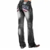 Джинсы женские джинсы Femme одежда с высокой талией американский флаг эластичные потертые джинсы Bootcut Mom Jeans Ropa Mujer винтажные брюки джинсовые панталоны