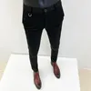 Ternos masculinos calças estilo coreano listra fino ajuste casual cigarro calça de alta qualidade negócios preto vestido terno calças