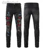 Men's Jeans Designer black cargo pants jeans Mens Ripped Stretch Skinny Distressed Denim Fit Hip Hop Straight Leg Jogger Trousers Patchwork 240305