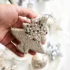 Nowy szampan złoty brokat ornament Xmas Star Płatki śniegu wiszące na Boże Narodzenie Nowy Rok Dekoracje drzewa Noel