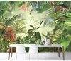 Southeast Asian style wallpaper tropical rain forest banana leaves green forest restaurant living room backdrop large frescoes Hom6620338