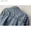 Vestes pour femmes Boyfriend jeans perles vestes en jean surdimensionnées manteau à manches dames 240305