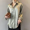 Blusas para mujer, ropa de primavera 2024, camisa de seda, blusa Vintage, Top transparente, Vestido de manga larga, sobrecamisa holgada para mujer