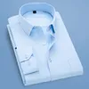 White Twill Cotton Shirt for Men Long Sleeve Single Breasted Square Collars Business Wedding Camisa Blue Pink Man Chemise S-5XL 240305