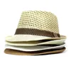 Breda randen hattar hink hattar brittiska mens strand sol hatt sommar denim vintage jazz hatt andas halm hatt utomhus panama mens semester sol hatt j240305