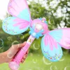 Electric Magic Wing Wand Automatic Soap Bubble Blowing Gun Blower Machine Light Music Funny Outdoor Girls Toys For Kids Gifts 240301