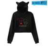 JJ Mikey Maizen Sister Merch Crop Top Hoodie Women Y2K Streetwear Hip Hop Kawaii Cat Ear Harajuku Cropped Sweatshirt