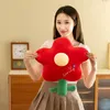 2024 Valentine's Day New Warm Simulation Little Red Flower Pillow Girl Sleeping Bed Cushion Doll Cute Tulip Flower Soft Fill Pillow Factory Wholesale and Stock