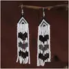 Dangle Chandelier Dangle Boucles d'oreilles Frange Main Tricot Bohême Perles Amour Mti-Storey Mode Nation Alliage Géométrie Maam Perle de Riz Dheih