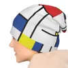 Berets Art Beanie Hats Mondrian Minimalist De Stijl Modern Skullies Beanies Outdoor Adult Unisex Caps Design Trendy Bonnet