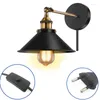 Wall Lamp Vinatge Loft EU Plug In Sconce Black Industrial Ceiling Light Fixture For Living Room Bedroom Restaurant Lampshade E27