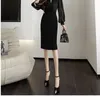 Skirts Elegant Office Lady Long Women 2024 Korean Fashion High Waist Formal Gray Red Black Pencil Slim Package Hip Skirt