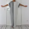 Robe d'été pour femmes, robes de couture noires et blanches, hauts longs, mode, robe ample, col rond, couleur frappée, coton wooddale et robe longue