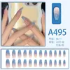 False Nails 24pcs Blue Cute Short Square Artificial Nail Tip Y2k Ins Style French Wearable Press On Fake Manicure Decoration