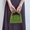 Anpassad pärlaväska grön handvävd kändishandväskor topphandtagare och handväskor unik design dampäska 240304