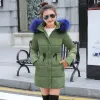 Parkas Winter Jacket Womens Fake Fur Parkas Långa varma handskar Bomull Outwear Parkas för kvinnor Huven Winter Coat Female Jacket