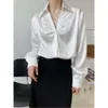 2024 designer shirt women Silk and Silk blouses women Spring and Autumn Professional Wear Contrast Color Long sleeved Commuting Slim Fit Square Neck tops womenL59X