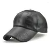 Boll Caps män vintage justerbar baseball cap pu läder snapback hatt para hombre herr trucker pappa vinter varma hattar kasquette