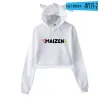 JJ Mikey Maizen syster Merch Crop Top Hoodie Women Y2k Streetwear Hip Hop Kawaii Cat Ear Harajuku beskurna tröja