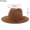 Hüte mit breiter Krempe Eimerhüte Neuer großer 59–60 cm großer Panamahut, Sommersonnenhut, Herren-Strand-Strohhut, UV-Schutz, Chapeau-Jazz-Dreieckshut J240305