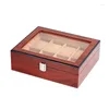 Watch Boxes Exquisite Lacquered Box Clamshell Window Wood Grain Jewelry Storage 18 More Wooden