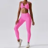 Kvinnors spårsättningar Kvinnor Track and Field Uniform Seamless Yoga Set 2st Fitness Sportwear Gym Clothing Drawstring High Midist Leg Fitness Sportwear J240305