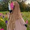 Khimar in chiffon a tre strati con stringhe Niqab di alta qualità EID Ramadan donne musulmane abbigliamento islamico preghiera all'ingrosso lungo Hijab 240227