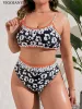 Stroje kąpielowe Vigojany 2023 Black Print Squaodwear Plus Size Women Bandeau duże osobne stroje kąpielowe 2 -części