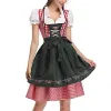 Lady Dirndl Oktoberfest kostuum Beierse nationale roze geruite clubwear cosplay carnaval Halloween fancy feestjurk