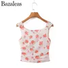 Réservoirs pour femmes 2024 Bazaleas Store Y2K Slim Camisole élastique col en V gilet Camis rose FloraL