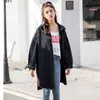 Vestes pour femmes 2018 printemps femmes Jean vestes noir manches longues col rabattu avec dos Graffiti impression 240305