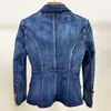 Damesjassen W027 HIGH STREET Bruiloft Designer Blazer Metalen knoppen Dubbele denim blazer Buitenjas 240305