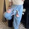 Pantalons pour femmes Automne Hiver Hommes Épais Chaud Flanelle Pyjama Drôle Dessin Animé Éléphant Casual Polaire Couple Sommeil Bas Homewear Mâle