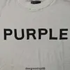 Best Quality Purple Brand Mens Casual Pure Cotton Short Sleeved Loose Round Neck Classic Single-sided Letter White T-shirt