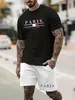 Mens Tshirt Set Short Sleeved Top Shorts Loose Cotton 240227