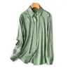 女性のブラウスSuyadream Women Silk Shirts 92％Silk 8％Spandex Turn Down Collar Herringboneブラウスシャツ2024秋のオフィスシックトップ