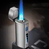 Зажигалки Creative USB 3 Jet Turbo Фонарик Светодиодный зарядный газовый светильник Ветрозащитный Барбекю Кухня Свет для сигар Пистолет-распылитель Аксессуары для курения Подарок Q240305