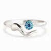 Cluster Rings Sterling Silver Dainty Women's Blue Eye Ring Girl Horn Symbol Zircon