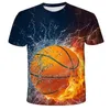 Ethnische Kleidung Mädchen Mode 3D-Druck T-Shirt Fußball Feuer lustige T-Shirts atmungsaktiv Teen Kinder Kinder Sommer Sport