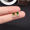 Boucles d'oreilles mignonnes petites pierres précieuses en argent 4mm 5mm Diopside naturel solide 925 bijoux cadeau pour fille