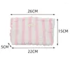 Cosmetic Bags Striped Makeup Bag For Women Zipper Large Solid Color Travel Make Up Toiletry Washing Pouch Pen Cases