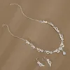 Pearl Necklace Silver Chain Smycken Set Choker Halsband Bröllopshalsband och örhängen för kvinnor